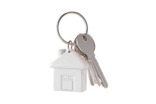House shaped keychain with keys