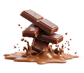 Chocolate bars in a splash of melted chocolate