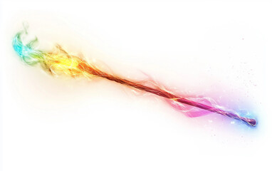Obraz premium Mystical Energy Staff Radiating Spiritual Power Isolated on White Background.