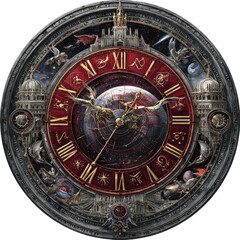 Obraz premium Ornate Astronomical Clock Face with Architectural