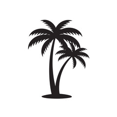 Palm tree silhouette illustration with arching fronds on a white background. EPS 10.