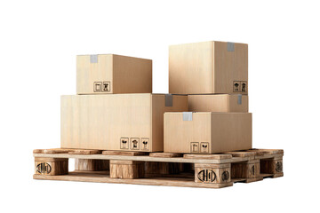 Cardboard boxes stacked on a wooden pallet