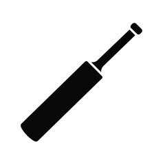 Cricket bat silhouette illustration with angled handle on a white background. EPS 10.
