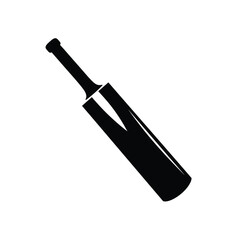 Cricket bat silhouette illustration with angled handle on a white background. EPS 10.