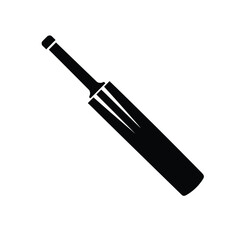 Cricket bat silhouette illustration with angled handle on a white background. EPS 10.
