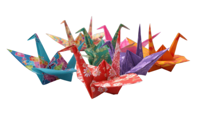 Colorful origami cranes (3)