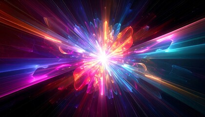 Fototapeta premium Explosion of vibrant light rays