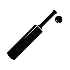 Cricket bat silhouette illustration with angled handle on a white background. EPS 10.