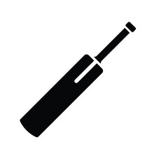 Cricket bat silhouette illustration with angled handle on a white background. EPS 10.