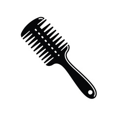Hairbrush silhouette illustration with oval head and bristles on a white background. EPS 10.