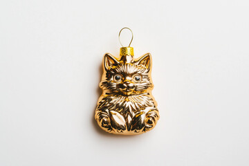 A Charming Golden Cat Ornament, perfect for festive decor, captures the warmth and sparkle of the holiday season.
