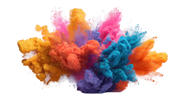 Abstract explosion of vibrant colored inks