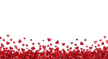 Red hearts confetti on black background