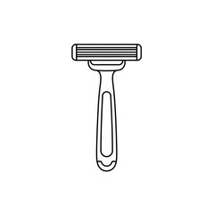 Razor line art illustration with ergonomic handle on a white background. EPS 10.