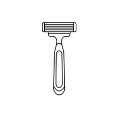Razor line art illustration with ergonomic handle on a white background. EPS 10.