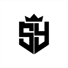 SY Vector image of a shield with a sharp geometric style and a pointed crown