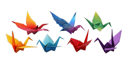 Colorful origami cranes (5)