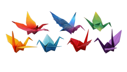 Colorful origami cranes (5)