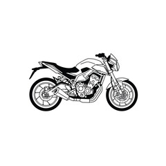 Fototapeta premium Sport motorcycle line art illustration with detailed components on a white background. EPS 10.