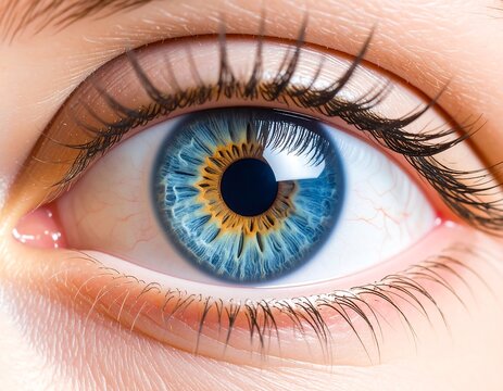 Close-up of a vibrant blue eye - Powered by Adobe