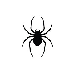 Spider silhouette illustration with eight legs on a white background. EPS 10.