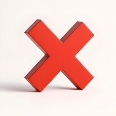 Obraz premium Vibrant red three-dimensional X mark symbolizing error, rejection, and prohibition on a white backdrop