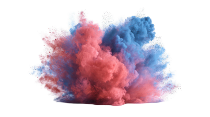 A vibrant explosion of pink and blue smoke