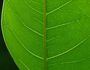 Obraz premium Close-up of a vibrant green leaf's vein structure