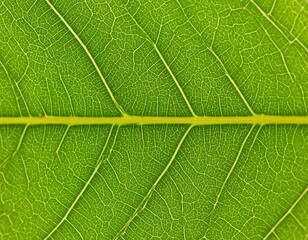 Obraz premium Close-up of a vibrant green leaf's intricate vein structure