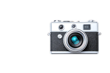 Fototapeta premium Retro camera, front view, simple design