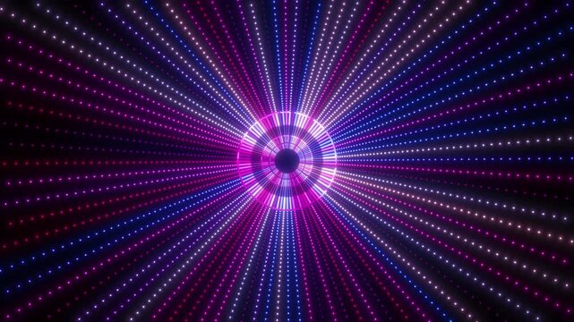 Vibrant Neon Particle Tunnel Loop With Pulsating Rings And Radial Lights,a Dynamic And Colorful Abstract Background Featuring A Concentric Circular Pattern,a Visually Stunning Image Of A Circular