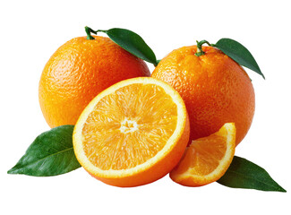 Fresh oranges, whole and sliced, with leaves (2)
