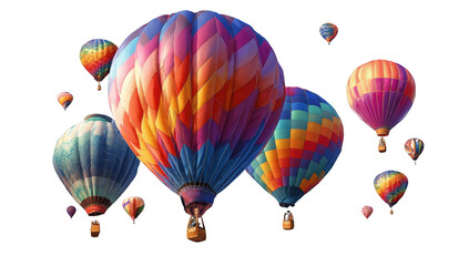 Fototapeta premium Colorful hot air balloons against a black background. A multitude of balloons in a variety of vibrant colors