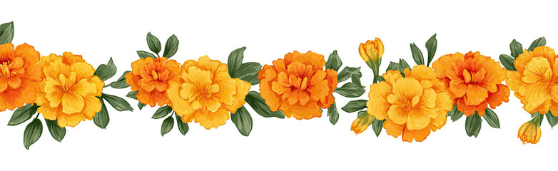 Orange flower garland border