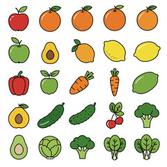 Colorful Fruit and Vegetable Collection A Vibrant Array of Healthy Eating Options