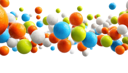 Colorful spheres in motion against a black background