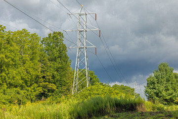 Obraz premium power lines in the field