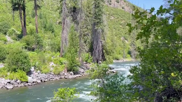 Scenic Landscape of Wenatchee River Valley in Washington State.	