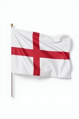 Fototapeta premium Flag of England Waving on a Pole Against White Background