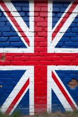 Fototapeta premium ** Union Jack Painted on Brick Wall