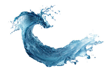 Abstract water splash, a dynamic curve of azure liquid against black