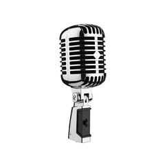 Fototapeta premium Retro Vintage Microphone Isolated on White Background for Music, Podcast and Broadcasting Concept