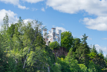 Ludwigstein, Island of Dead, Ludwigs Rock, rocky island necropolis in Zashchitnaya Bay of Vyborg Gulf, in northern part of Vyborg, Monrepos Park.