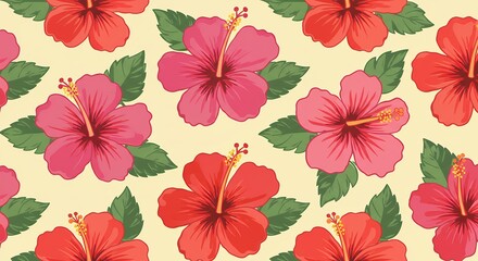 Fototapeta premium Hibiscus flower pattern background