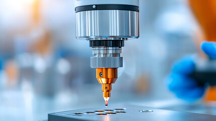 Industrial laser cutting process manufacturing facility technology application precision environment close-up view innovation in industry