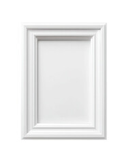 Blank white picture frame with a simple, ornate design