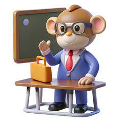 3D Render of a Friendly Monkey Professor Giving a