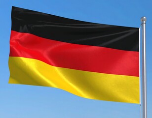 Obraz premium German flag waving in clear sky