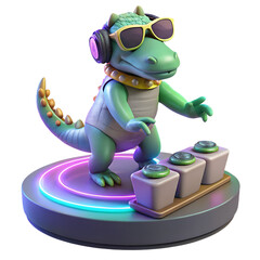 Cool Crocodile DJ 3D Render of a Stylish Dinosaur