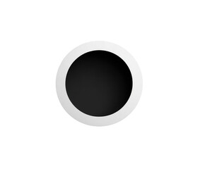 A simple, white ring encircles a solid black circle